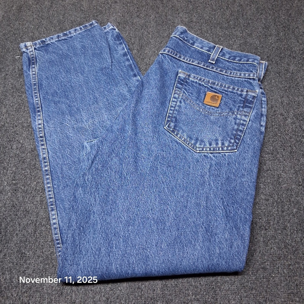 Vintage Carhartt B113 DST Loose Fit Relaxed‎ Denim Blue Jeans Size 36x32